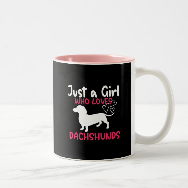 NUR EIN MÄDCHEN, DAS DACKELN LIEBE ZWEIFARBIGE TASSE (Rechts)