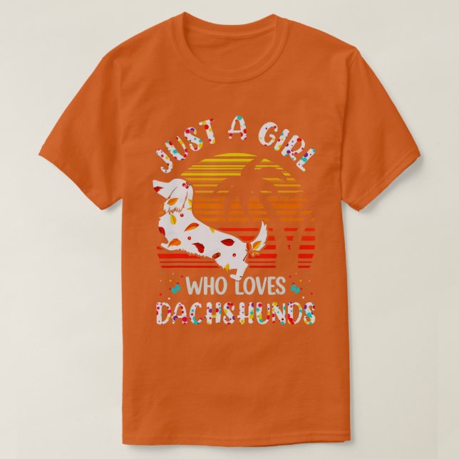 Nur ein Mädchen, das Dackeln Lieben Herbstlaube Su T-Shirt (Design vorne)