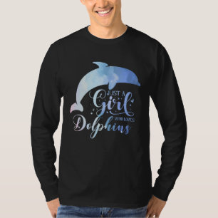 Nur ein Mädchen, das Delfine liebt Wasserfarbe Süß T-Shirt