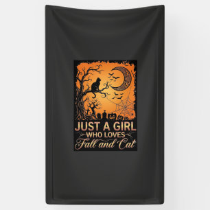 Nur ein Mädchen, das den Herbstkatzen-Halloweenmon Banner