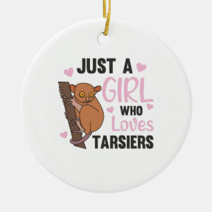 Nur ein Mädchen, das den Niedlichen Affen Tarsier  Keramik Ornament