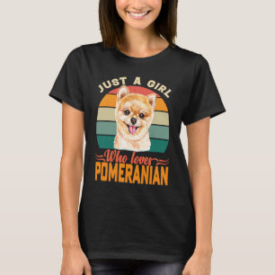 Nur ein Mädchen, das den Pomeranian-Hund Retro Vin T-Shirt