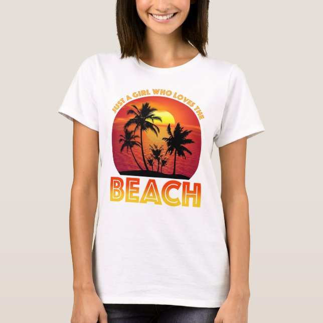 Nur ein Mädchen, das den Strand Liebe T-Shirt (Vorderseite)