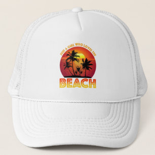 Nur ein Mädchen, das den Strand Liebe Truckerkappe