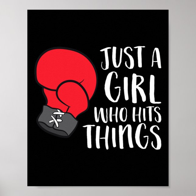 Nur ein Mädchen, das die Dinge trifft Funny Boxing Poster (Vorne)