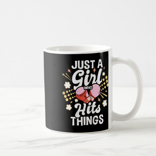 Nur ein Mädchen, das die Dinge trifft - Kickboxing Kaffeetasse (Rechts)