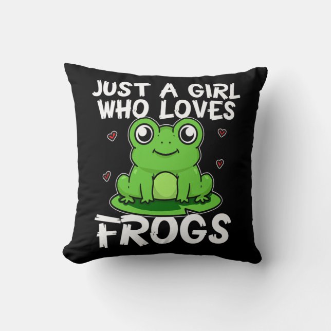 Nur ein Mädchen, das die Froschfrösche-Kostüme Lie Kissen (Vorderseite)