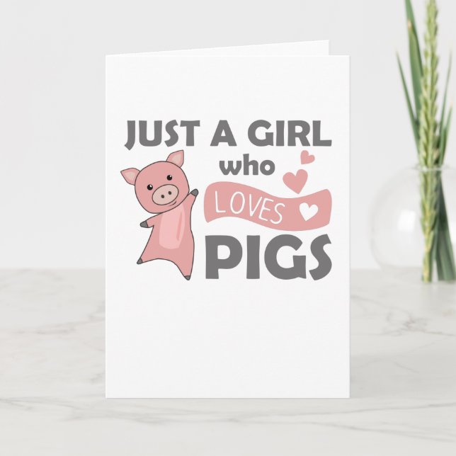 Nur ein Mädchen, das die Schweine Liebe, rosa Herz Karte (Vorderseite)