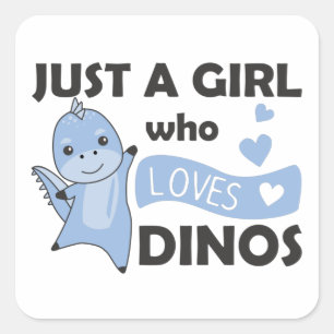 Nur ein Mädchen, das Dinos Sweet Dinosaurier Liebe Quadratischer Aufkleber