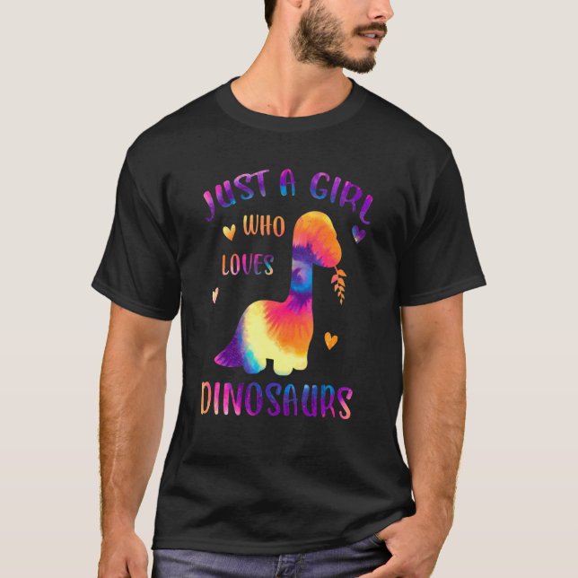 Nur ein Mädchen, das Dinosaurier Liebe farbenfrohe T-Shirt (Vorderseite)
