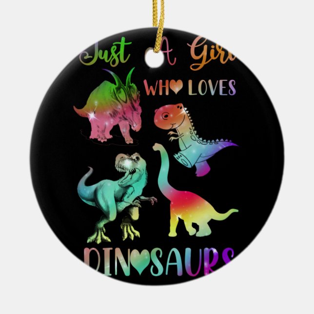 Nur ein Mädchen, das Dinosaurier Liebe Keramik Ornament (Vorne)