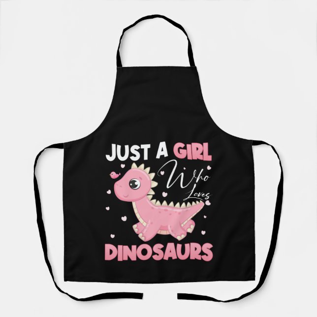 Nur ein Mädchen, das Dinosaurier Liebe Schürze (Vorderseite)