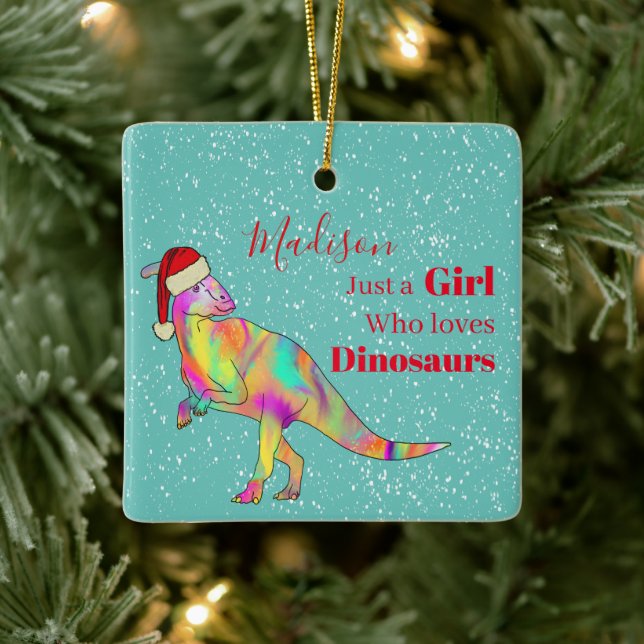 Nur ein Mädchen, das Dinosaurier Personalisiert Li Keramikornament (Baum)