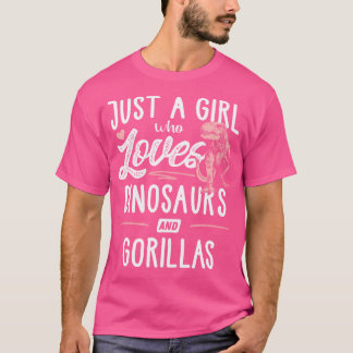 Nur ein Mädchen, das Dinosaurier und Gorillas Dino T-Shirt