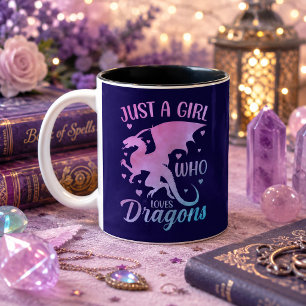 Nur ein Mädchen, das Drachen liebt - Fantasy-Drach Zweifarbige Tasse