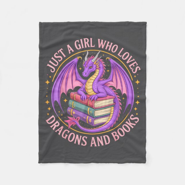Nur ein Mädchen, das Drachen und Bücher Fantasy Dr Fleecedecke (Vorderseite)