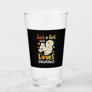 Nur ein Mädchen, das Eichhörnchen und Blume Liebe Glas