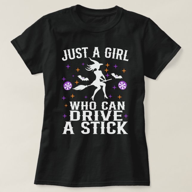 Nur ein Mädchen, das ein heißes Halloween fahren k T-Shirt (Design vorne)