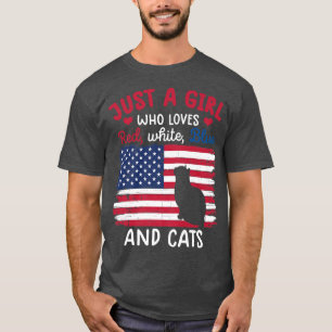 Nur ein Mädchen, das eine blaue, rote Katze für Mä T-Shirt