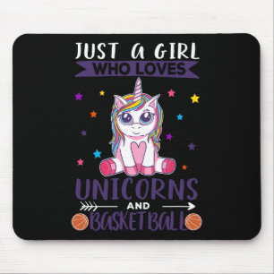 Nur ein Mädchen, das Einhorn und Basketball Liebe Mousepad