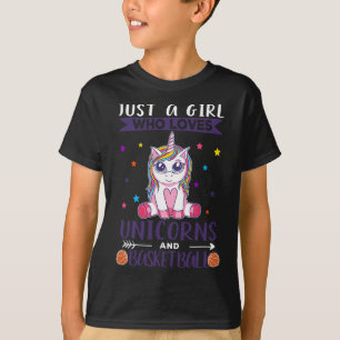 Nur ein Mädchen, das Einhorn und Basketball Liebe T-Shirt