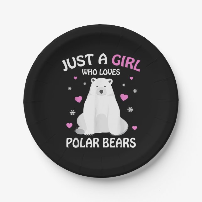 Nur ein Mädchen, das Eisbären Liebe, Girls Polar B Pappteller (Vorderseite)