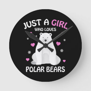 Nur ein Mädchen, das Eisbären Liebe, Girls Polar B Runde Wanduhr