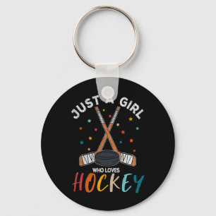 Nur ein Mädchen, das Eishockey für Mädchen-Hockey Schlüsselanhänger