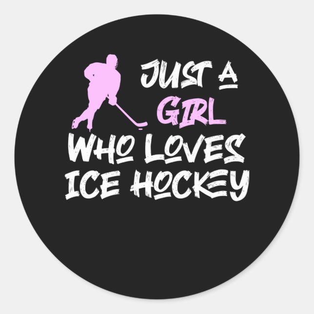 Nur ein Mädchen, das Eishockey Liebe Runder Aufkleber (Vorderseite)