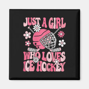 Nur ein Mädchen, das Eishockey liebt, süßes Eishoc Magnet