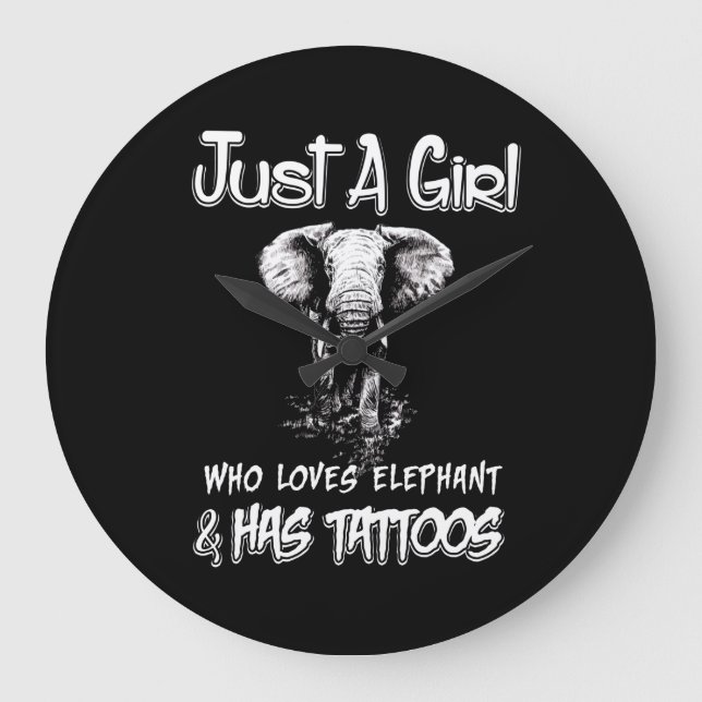 Nur ein Mädchen, das Elefanten Liebe und Tattoos h Große Wanduhr (Vorderseite)