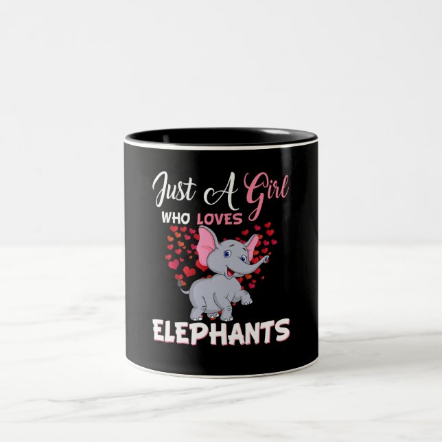 Nur ein Mädchen, das Elefanten Liebe Zweifarbige Tasse (Mittel)