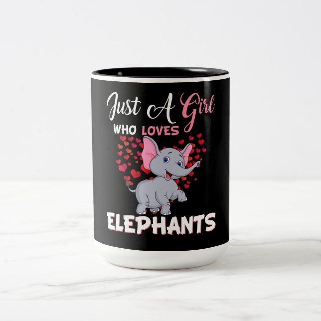 Nur ein Mädchen, das Elefanten Liebe Zweifarbige Tasse (Mittel)