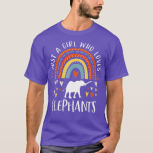 Nur ein Mädchen, das Elefanten Lieben Rainbow gibt T-Shirt