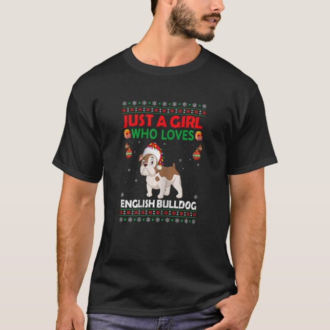 Nur ein Mädchen, das Englisch Bulldog Liebe Chr T-Shirt (Vorderseite)