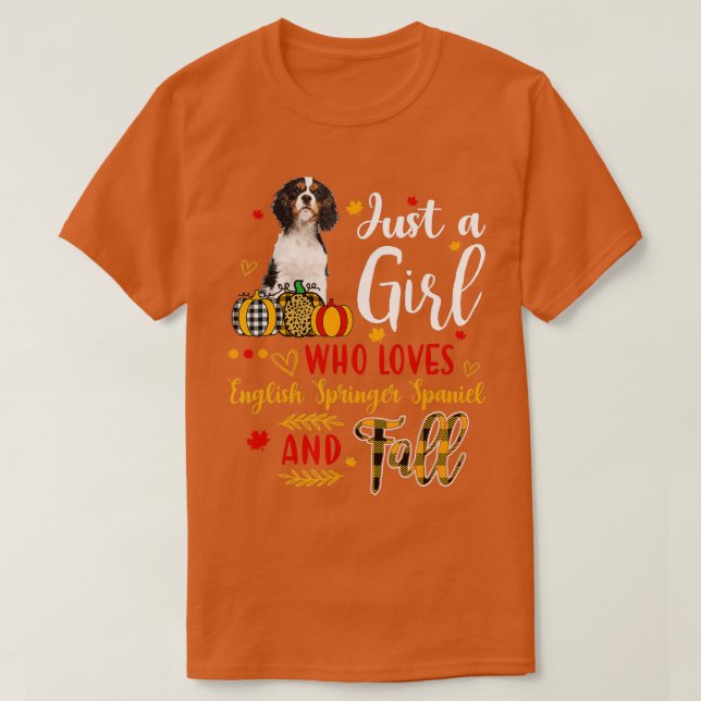 Nur ein Mädchen, das englische Springer Liebe und  T-Shirt (Design vorne)