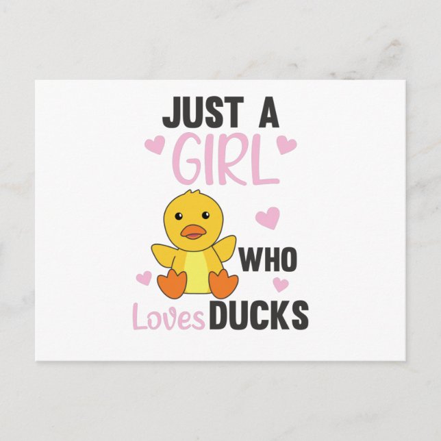 Nur ein Mädchen, das Enten Liebe - Niedliche Tiere Postkarte (Vorderseite)