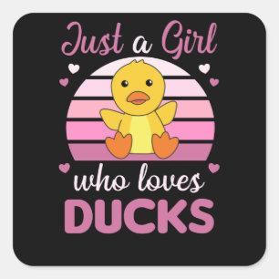 Nur ein Mädchen, das Enten Liebe - Niedliche Tiere Quadratischer Aufkleber