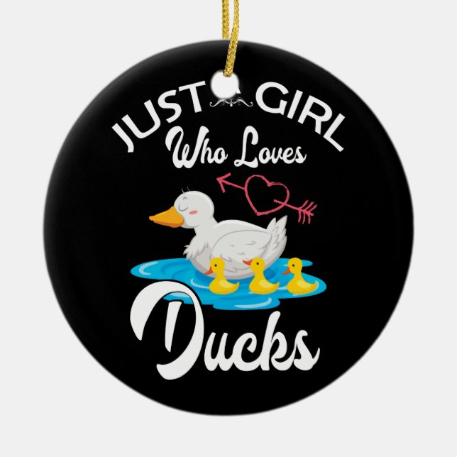 Nur ein Mädchen, das Enten Lieben Duck Eigentümer  Keramik Ornament (Vorne)