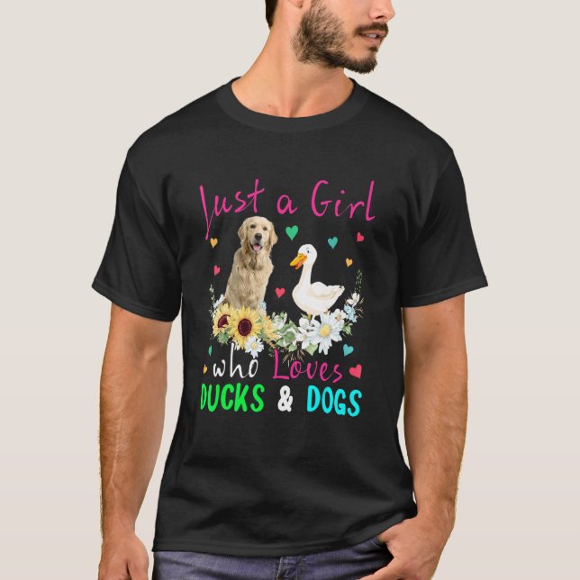 Nur ein Mädchen, das Enten und Hunde Liebe Blumenk T-Shirt (Vorderseite)