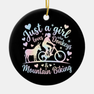 Nur ein Mädchen, das Esel und Mountainbiken liebt Keramik Ornament