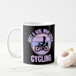 Nur ein Mädchen, das Fahrrad-Lieben macht Kaffeetasse