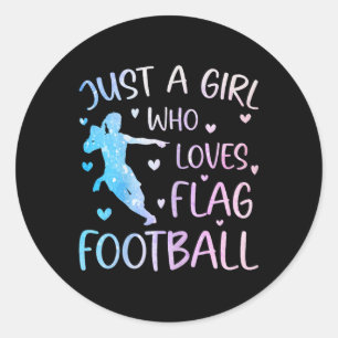 Nur ein Mädchen, das Flag Football liebt, lustiger Runder Aufkleber