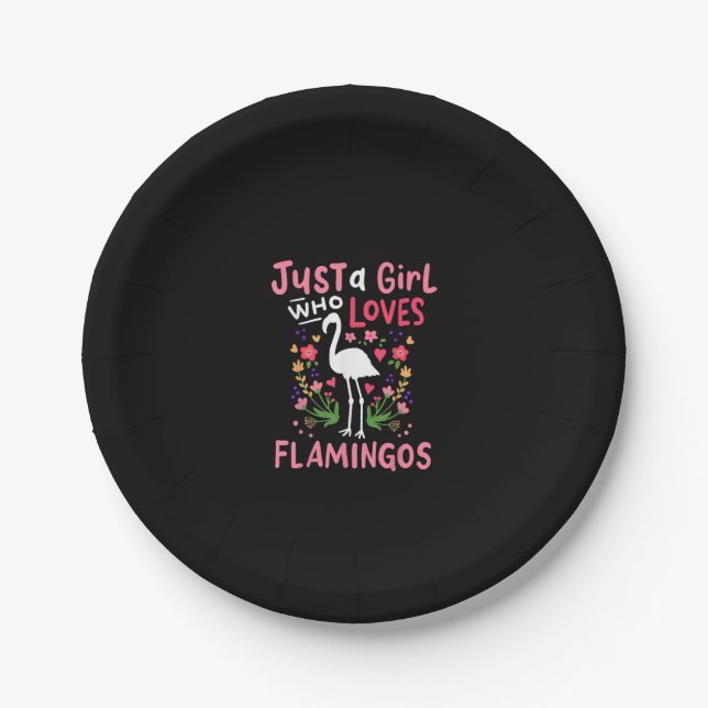Nur ein Mädchen, das Flamingo Lieben Pappteller (Vorderseite)