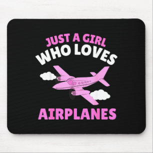 Nur ein Mädchen, das Flugzeuge liebt, Kinder Klein Mousepad