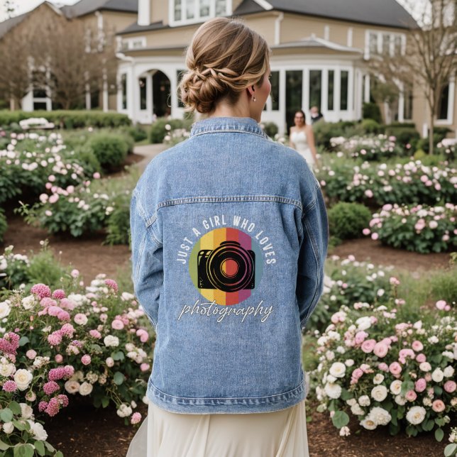 Nur ein Mädchen, das Fotografen Lieben Jeansjacke (Hochzeit Rückseite)