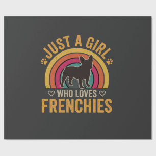 Nur ein Mädchen, das Frenchies Retro Dog_1 liebt Geschenkpapier