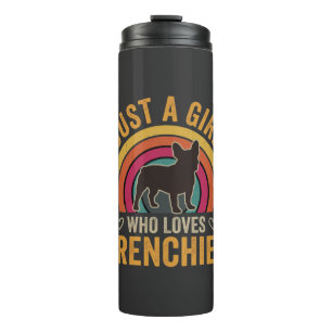 Nur ein Mädchen, das Frenchies Retro Dog_1 liebt Thermosbecher