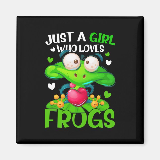 Nur ein Mädchen, das Frösche Liebe Kinder Frosch Magnet (Vorne)