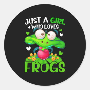 Nur ein Mädchen, das Frösche Liebe Kinder Frosch Runder Aufkleber